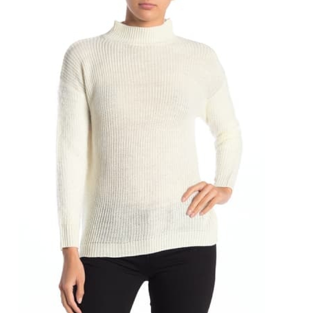 Love by Design Mock Neck Fuzzy Sleeve‎ Sweater
